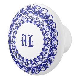 Personlig Retro Chinoiserie Blue and White Knopp