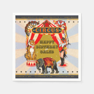 Personlig Retro Cirkus Födelsedagsfest Pappersservett