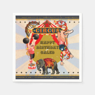 Personlig Retro Cirkus Födelsedagsfest Pappersservett