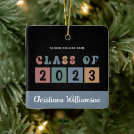 Personlig Retro Class of 2023 Studenten Cute Cute Julgransprydnad Keramik