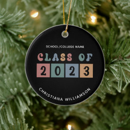 Personlig Retro Class of 2023 Studenten Cute Cute Julgransprydnad Keramik