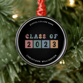 Personlig Retro Class of 2023 Studenten Cute Cute Julgransprydnad Metall
