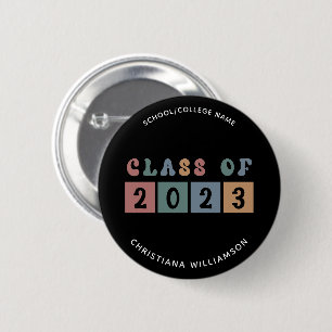 Personlig Retro Class of 2023 Studenten Cute Cute Knapp