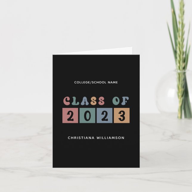 Personlig Retro Class of 2023 Studenten Cute Cute Kort (Framsida)