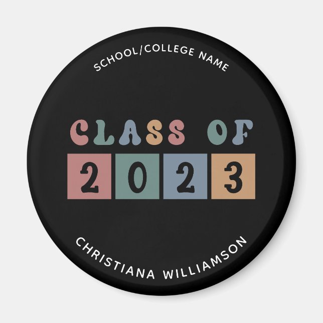 Personlig Retro Class of 2023 Studenten Cute Cute Magnet (Framsidan)