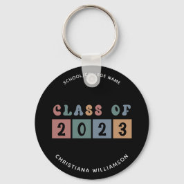 Personlig Retro Class of 2023 Studenten Cute Cute Nyckelring