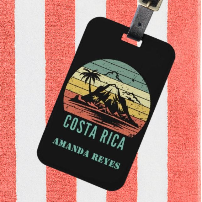 Personlig Retro Costa Rica Beach Bagagebricka (Skapare uppladdad)