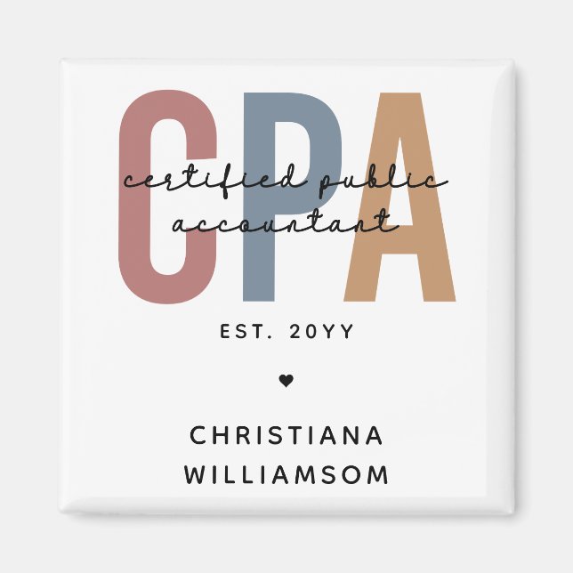 Personlig Retro CPA Auktoriserad Public Accountant Magnet (Framsidan)