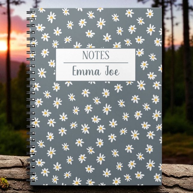 Personlig Retro Daisy Flowers med Namn Anteckningsbok (Skapare uppladdad)