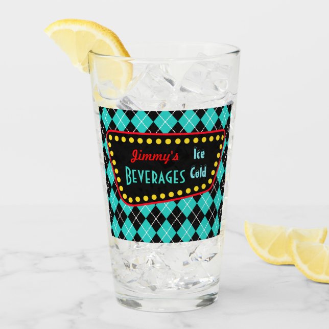 Personlig Retro Diner Glas Tumbler Present (Framsida Ice)