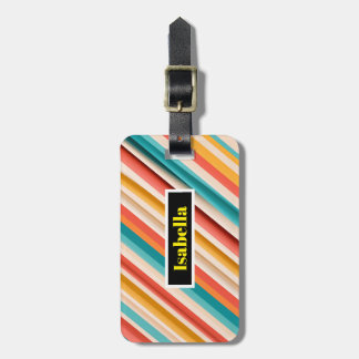 Personlig Retro Dubbla-sid med stripe- Bagagebricka