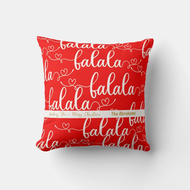 Personlig Retro Fa la la Script Red Kudde (Framsida)