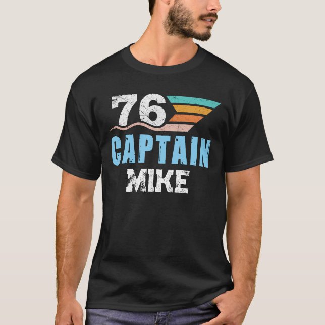 Personlig Retro Födelsedags Captain 76 T-Shirt (Framsida)