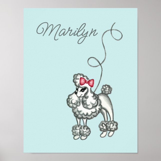 Personlig Retro Fransk Pudel Poster Art (Framsidan)