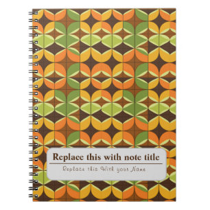 Personlig Retro Funky Orange-Avocado-Grönt Anteckningsbok