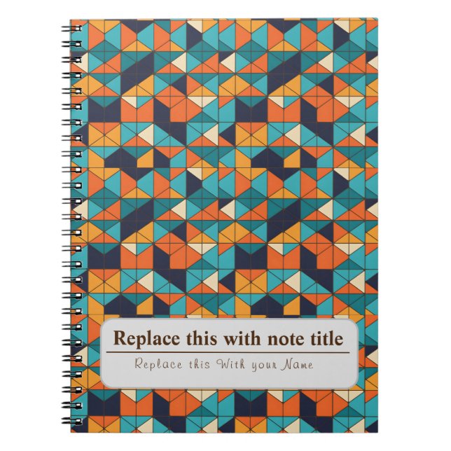 Personlig Retro Funky Orange-Teal Anteckningsbok (Framsidan)