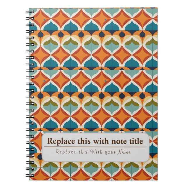 Personlig Retro Funky Orange-Teal Anteckningsbok (Framsidan)