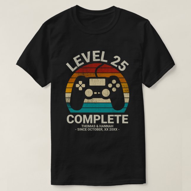 Personlig Retro Gamer på 25:e Bröllop-årsdagen T Shirt (Design framsida)