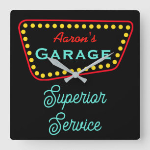 Personlig Retro Garage Skylt Klocka Present