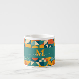 Personlig Retro Geometric Colorful Espressomugg