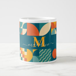 Personlig Retro Geometric Colorful Jumbo Mugg