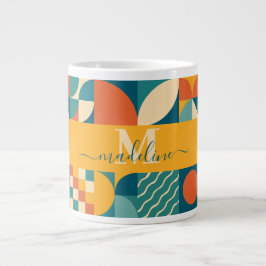 Personlig Retro Geometric Colorful Jumbo Mugg