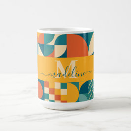 Personlig Retro Geometric Colorful Kaffemugg