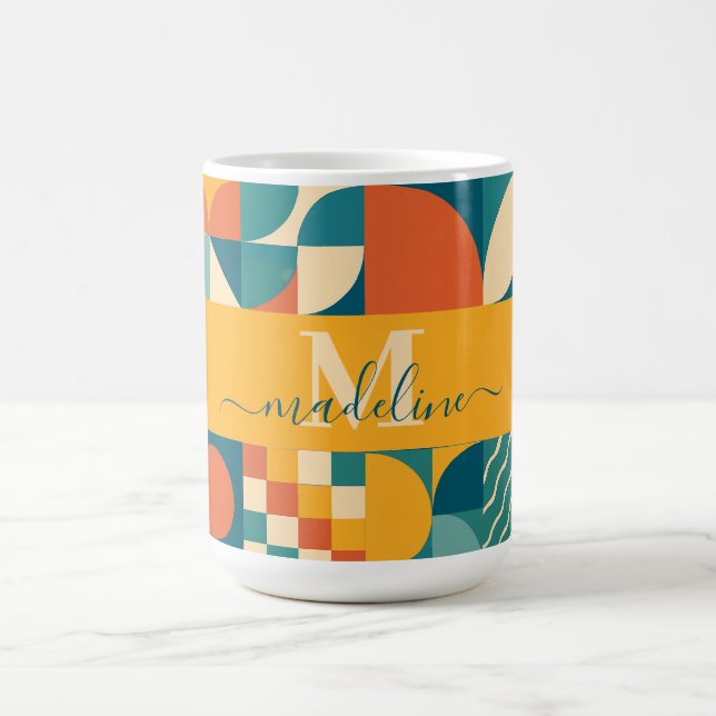 Personlig Retro Geometric Colorful Kaffemugg (Center)