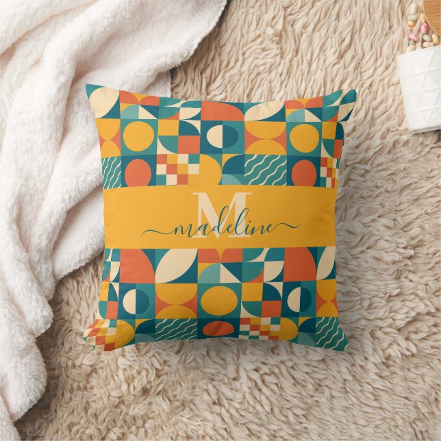 Personlig Retro Geometric Colorful Kudde (Filt)