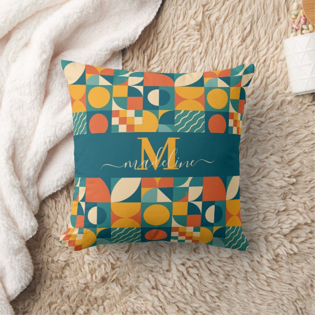 Personlig Retro Geometric Colorful Kudde (Filt)