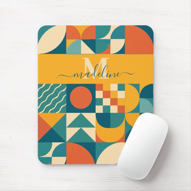 Personlig Retro Geometric Colorful Musmatta (Med mus)