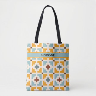 Personlig Retro Geometric Tile Mönster Tote Bag Tygkasse