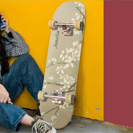 Personlig Retro Girly White Flowers Skateboard
