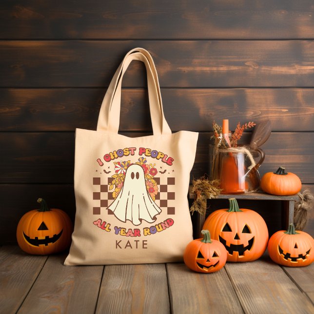 Personlig Retro Groovy Halloween Tygkasse (Skapare uppladdad)