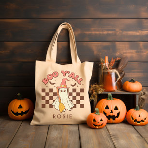 Personlig Retro Groovy Halloween Tygkasse