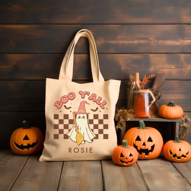 Personlig Retro Groovy Halloween Tygkasse (Skapare uppladdad)