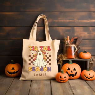 Personlig Retro Groovy Halloween Tygkasse
