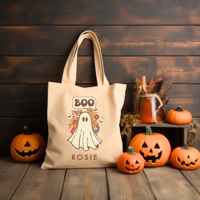 Personlig Retro Groovy Halloween Tygkasse (Skapare uppladdad)