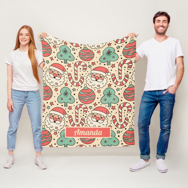 Personlig Retro Groovy Julfilt Fleecefilt (På plats)