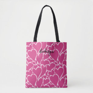 Personlig Retro Hearts Coquette Mönster Rosa Tygkasse