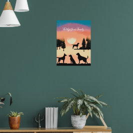 Personlig Retro Hundar i Black Helgdag Poster