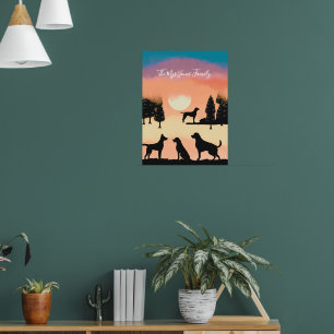 Personlig Retro Hundar i Black Helgdag Poster