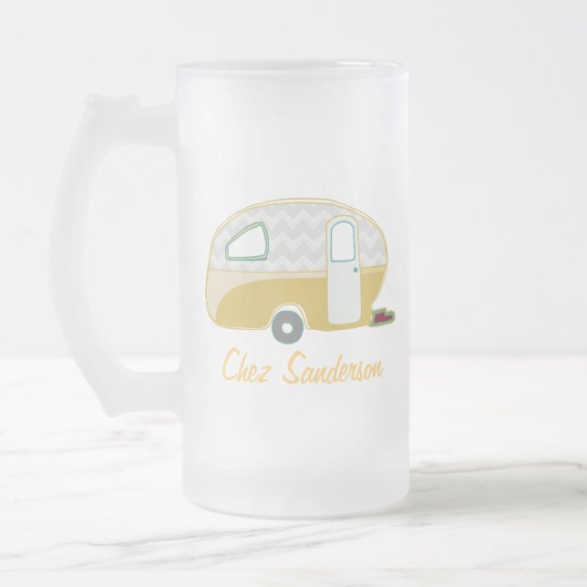 Personlig Retro Husvagn Ölglas Frostat Ölglas (Vänster)