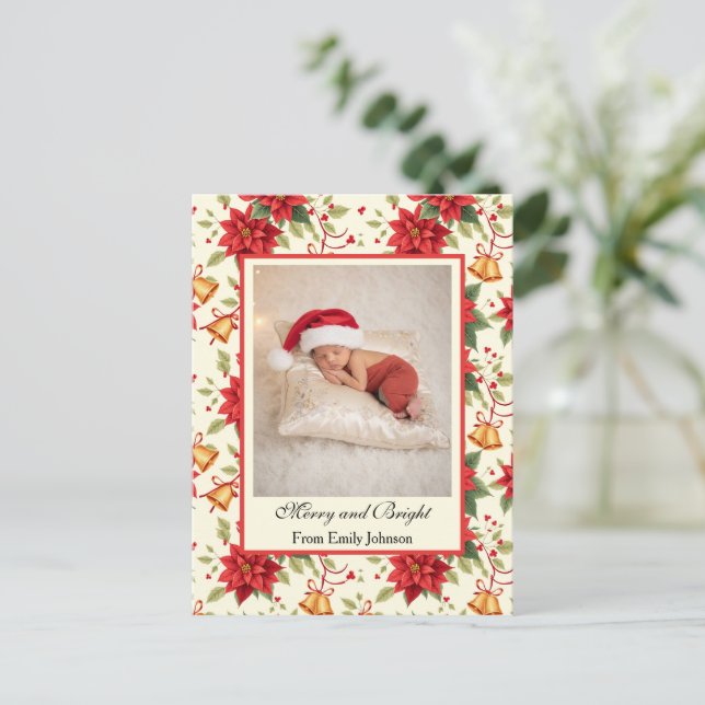 Personlig Retro Jul Blommig Brevpapper  Helg Vykort (Stående Fram)