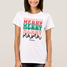 Personlig Retro Jul Glad Glad Mamma Xmas T Shirt