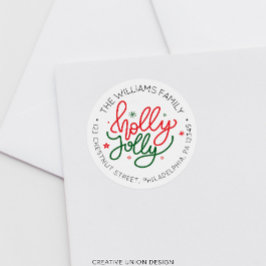 Personlig Retro-julets adressetikett Runt Klistermärke