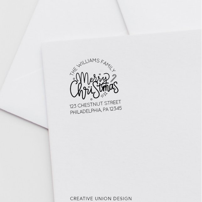 Personlig Retro-julets adressetikett Självfärgande Stämpel (Skapare uppladdad)