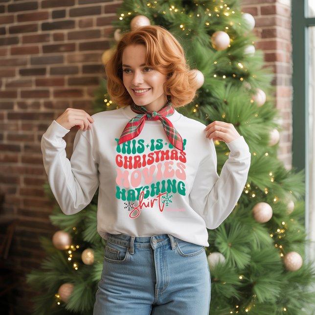 Personlig Retro-julfilmer som tittar T Shirt (Personalized Retro Christmas Movies Watching Sweatshirt)