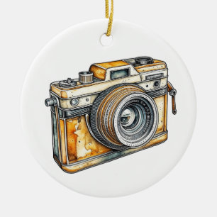 Personlig Retro Kamerajul Julgransprydnad Keramik