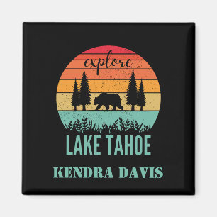 Personlig Retro Lake Tahoe California Souvenir Magnet